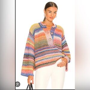 Something Navy Rainbow Henley Sweater & Matching Beanie